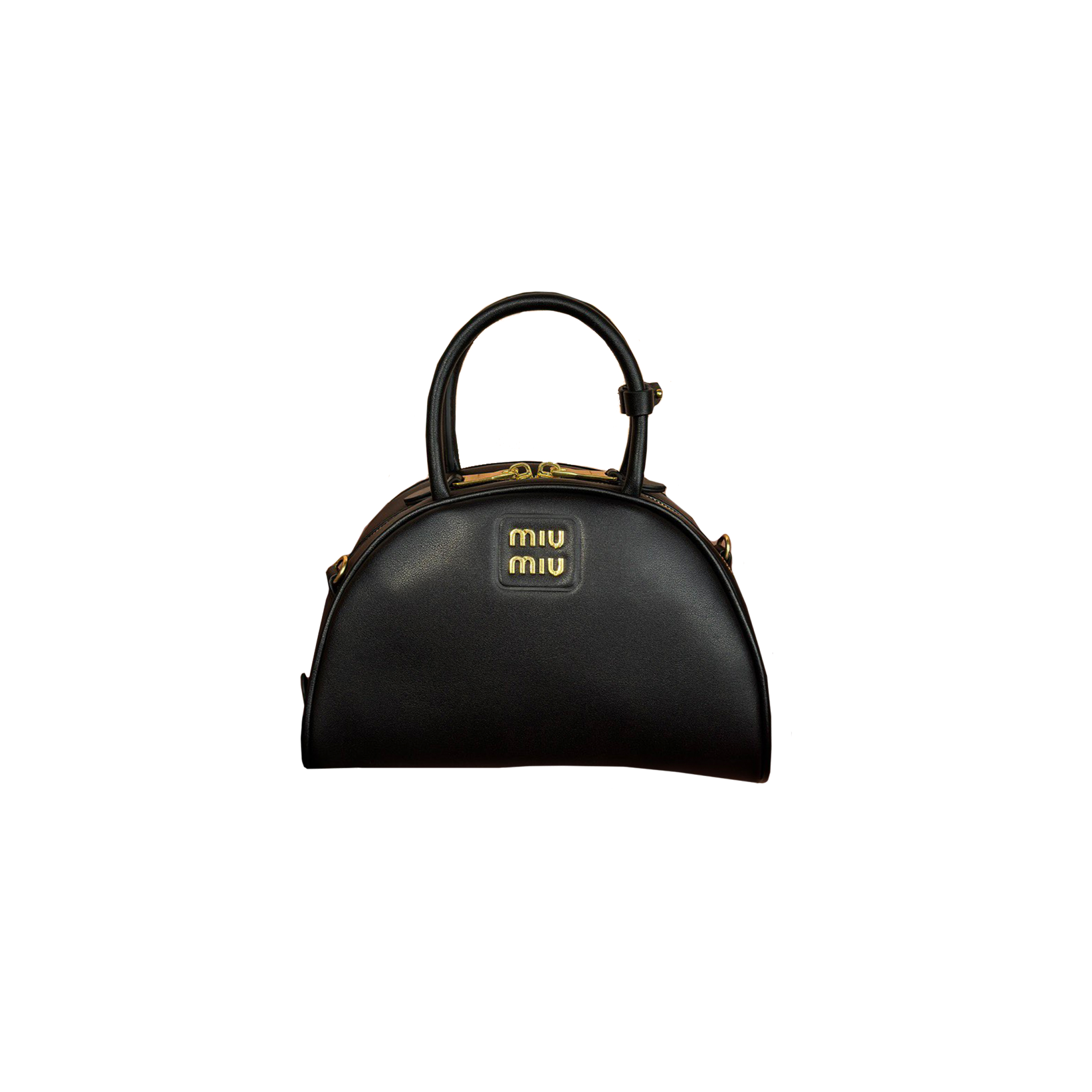 MIU MIU BLACK LEATHER BAG 5BB157 (24*15.5*11cm)